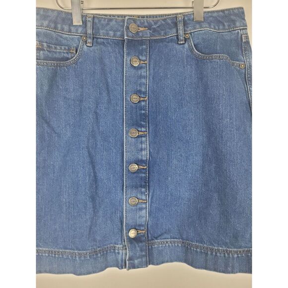 Loft Skirt 6 Womens Mid Length Medium Wash Buttonfly Pockets Summer Denim - Picture 3 of 8